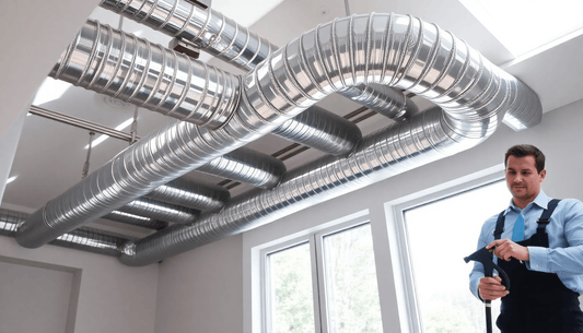 Duct Cleaning technician performing the job. Is duct cleaning a waste of money | Debatable issue We are available in your area, just find air duct cleaning near me.near me