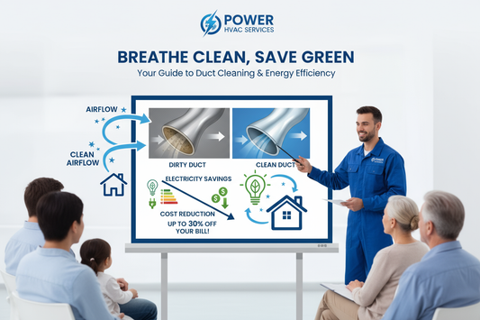 Power HVAC Services technician educating people how Duct Cleaning helps Reducing Electricity Bill