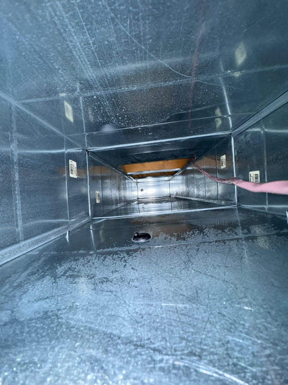 Residential air duct cleaning image showing duct condition after cleaning by Power HVAC Services Inc.