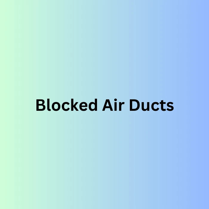 Text on a gradient background: Power HVAC Services blocked air ducts of houses. Expert  duct cleaning  helps better air flow of  your HVAC system and cuts energy costs.