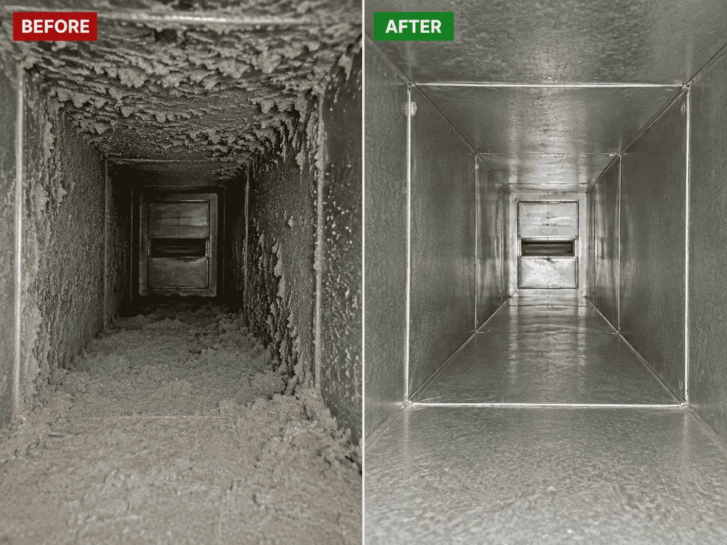 Guelph air duct cleaning before and after image showing the result by Power HVAC Services Inc.