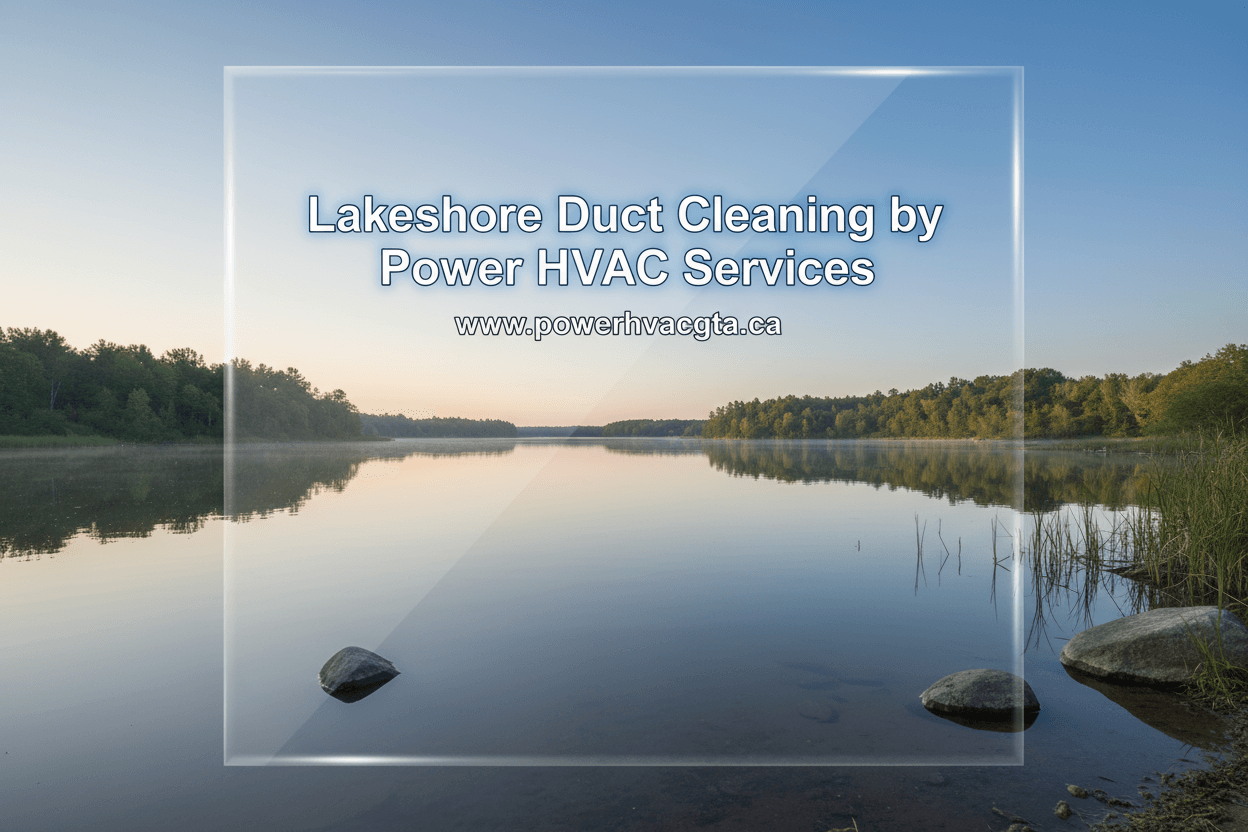 Lakeshore scene with text overlay for Lakeshore duct cleaning by Power 
HVAC Services