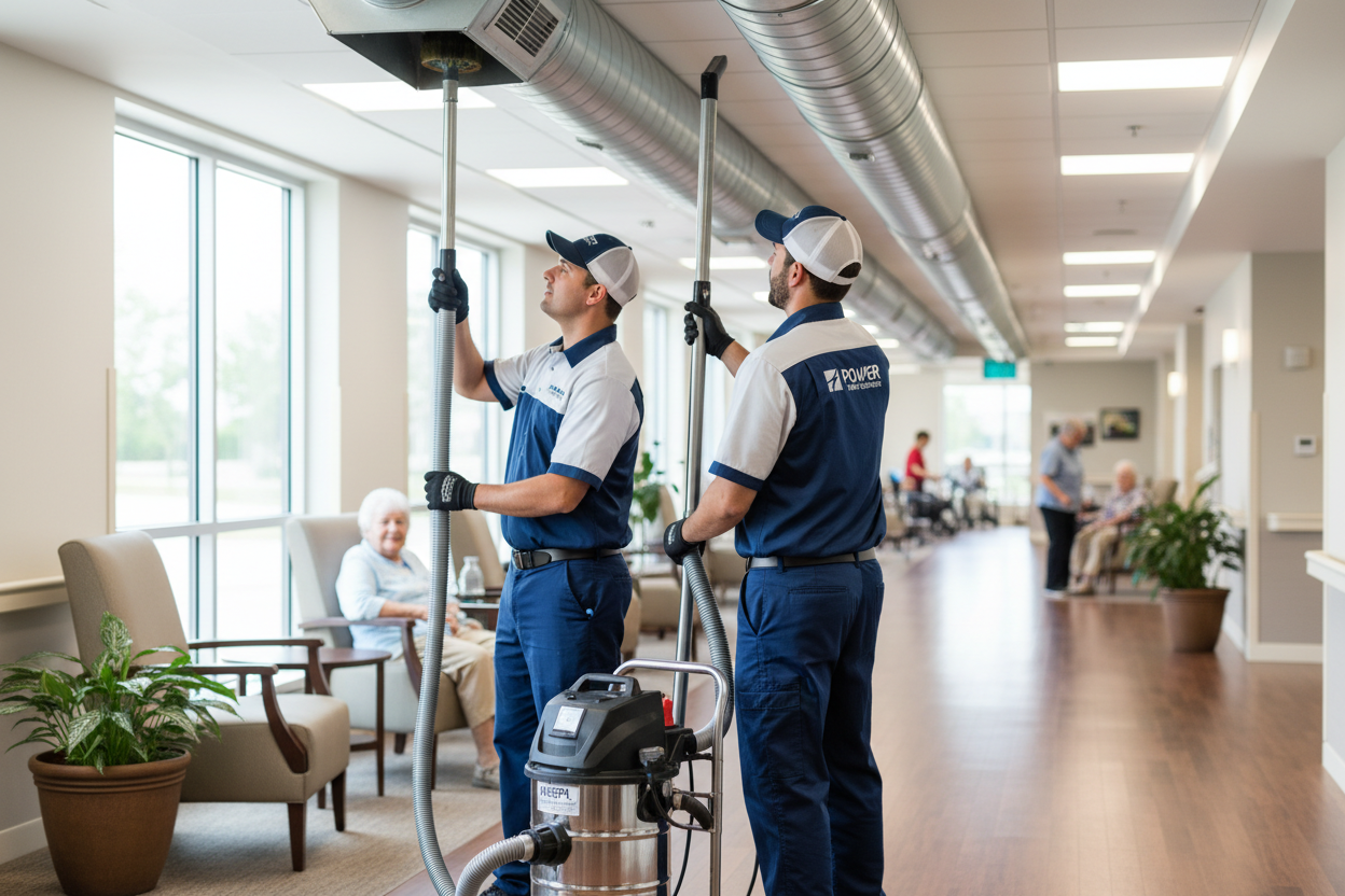 Nursing home duct cleaning by Power HVAC Services www.powerhvacgta.ca Tel: (647) 946-2421