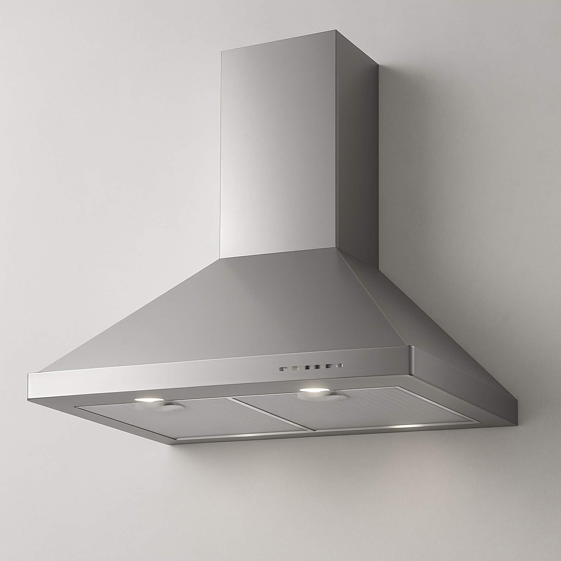 Stainless steel range hood on a white background cleaned by Power HVAC Kitchen hood cleaning Services.