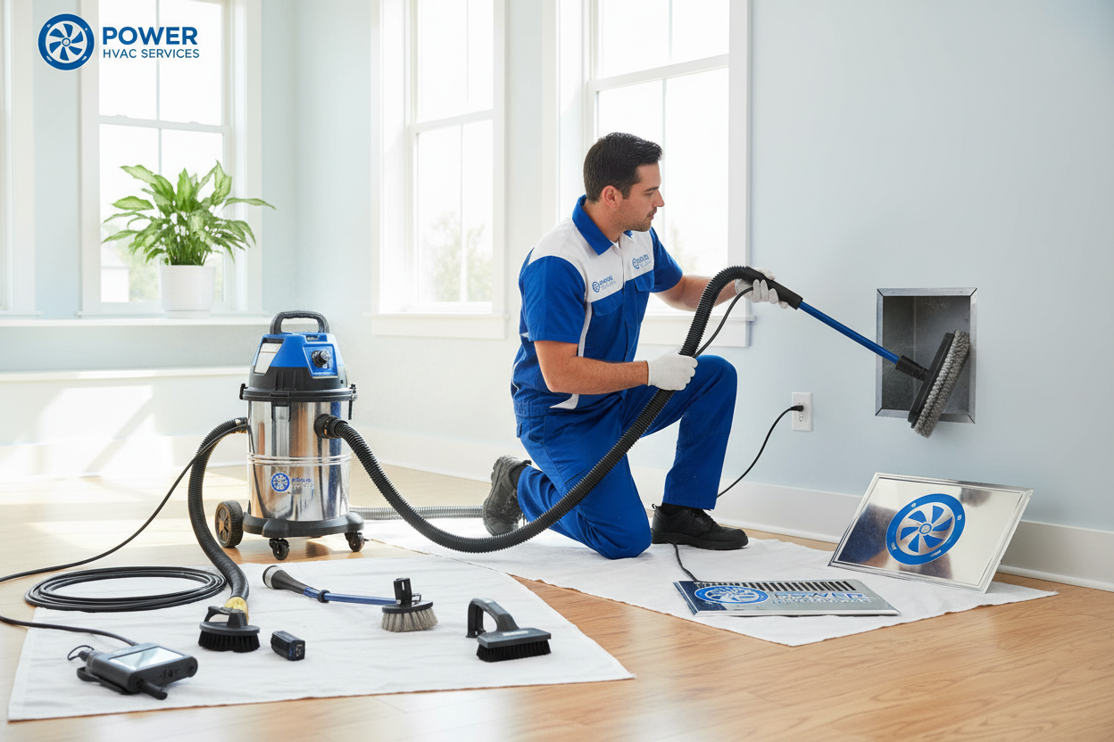 Residential air duct cleaning highlighted Power HVAC Services