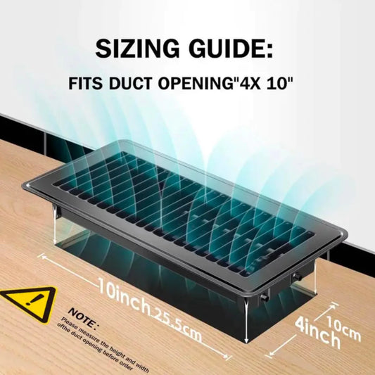 sizing guide of floor vent 10x4"